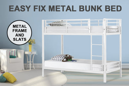 DS EASY FIX METAL BUNK BED WHITE