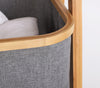 DS BS Natural Bamboo 2-Tier Laundry Basket Rack with Shelf