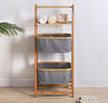 DS BS Natural Bamboo 2-Tier Laundry Basket Rack with Shelf