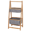 DS BS Natural Bamboo 2-Tier Laundry Basket Rack