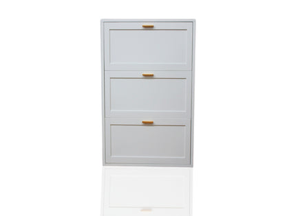 Lonna Steel Shoe Cabinet 3-Layer White