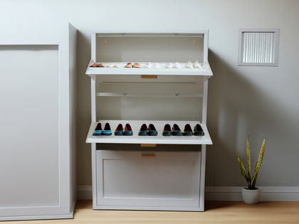 Lonna Steel Shoe Cabinet 3-Layer White