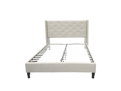 Lisbeth Fabric Queen Bed Frame - Beige