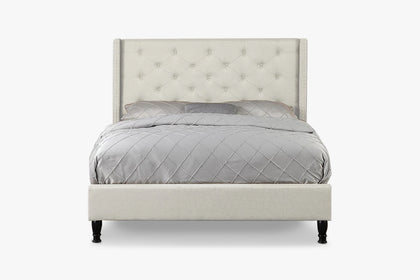 Lisbeth Fabric Queen Bed Frame - Beige