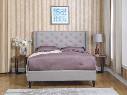 Lisbeth Fabric Queen Bed Frame - Grey