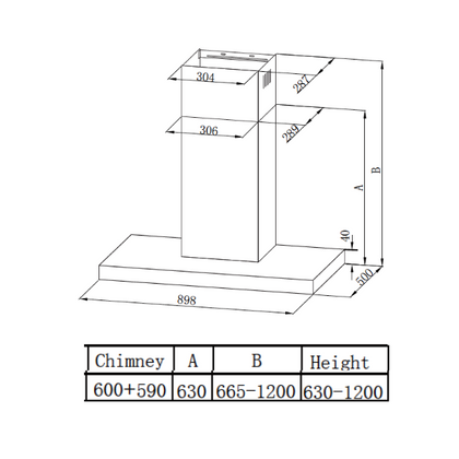 Midea 90cm T-Shape Rangehood 90M21