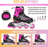 DS BS Kids Adjustable Inline Skates with Light Up Wheels Size27-32 Pink