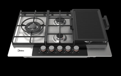 Midea 75cm 4 Burner Gas Hob Stainless Steel with Grill Plate 75SP021