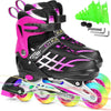 DS BS Kids Adjustable Inline Skates with Light Up Wheels Size27-32 Pink