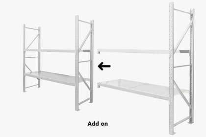 Longspan Shelving 2M - Add-on Bay 2 Layer Grey White