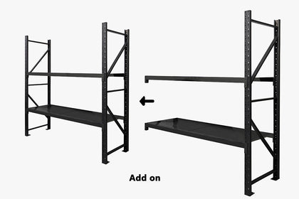 Longspan Shelving 1.5M - Add-on Bay 2 Layer Black