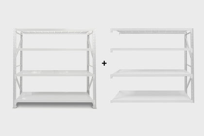 Longspan Shelving 2M - Add-on Bay 4 Layer Grey White