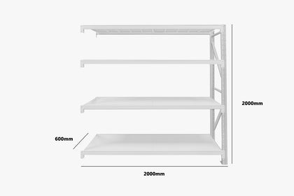 Longspan Shelving 2M - Add-on Bay 4 Layer Grey White