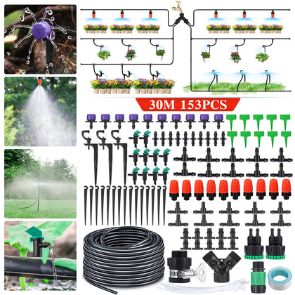 DS BS 30M Patio Plant Watering Micro Drip Irrigation Kit-153pcs