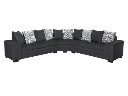 DS NZ made Ella corner sofa Vish black with pattern cushion (Michigan)