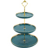 DS BS 3 Tier Ceramic High Tea Cake Dessert Stand-Green