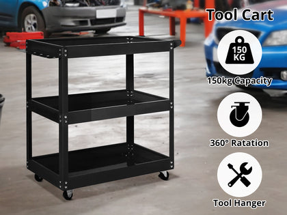 Tool Cart 3-Tier Trolley Workshop Garage Storage Organiser