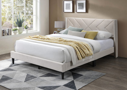 DS Breezy Fabric Double Frame Bed - Beige