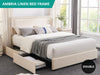 Ambria Linen Double Bed Frame - Beige