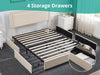 Ambria Linen Double Bed Frame - Beige