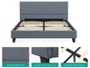 Banff Linen Queen Bed Frame - Dark Grey