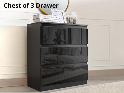 Serena Chest of 3 Drawer Black