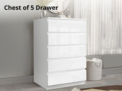 Serena Chest of 5 Drawer White