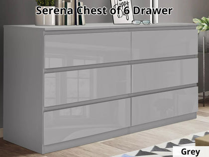 Serena Chest of 6 Drawer Grey