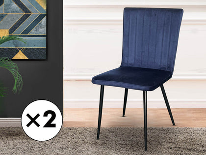 Elfrida Dining Chair Velvet Blue x2