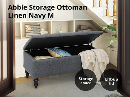 Abble Storage Ottoman Linen Navy M