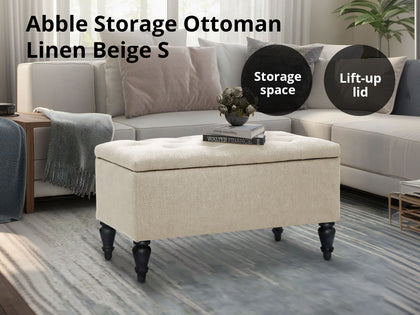 Abble Storage Ottoman Linen Beige S