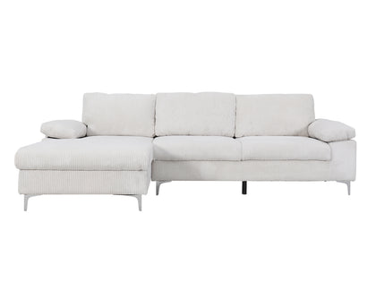 Kaveah Corduroy Sectional Sofa White