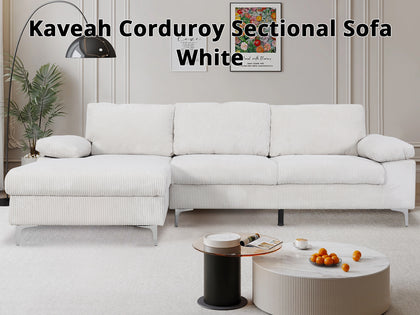 Kaveah Corduroy Sectional Sofa White