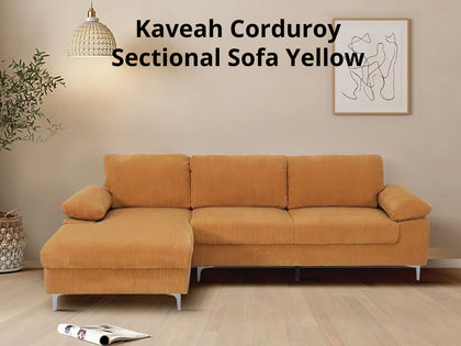 Kaveah Corduroy Sectional Sofa Yellow