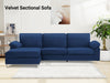 Kaveah Velvet Sectional Sofa with Left Chaise Blue