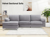 Kaveah Velvet Sectional Sofa with Left Chaise Grey