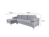 Kaveah Velvet Sectional Sofa with Left Chaise Grey