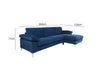 Kaveah Velvet Sectional Sofa with Right Chaise Blue