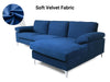 Kaveah Velvet Sectional Sofa with Right Chaise Blue