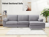 Kaveah Velvet Sectional Sofa with Right Chaise Grey