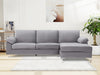 Kaveah Velvet Sectional Sofa with Right Chaise Grey