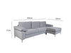 Kaveah Velvet Sectional Sofa with Right Chaise Grey