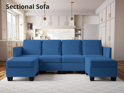 Enzo Sectional Sofa Velvet Navy