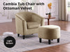 Tub Chair with Ottoman Velvet Light Brown