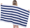 DS BS 100% Cotton Stripe Beach Towel Bath Towel - Blue