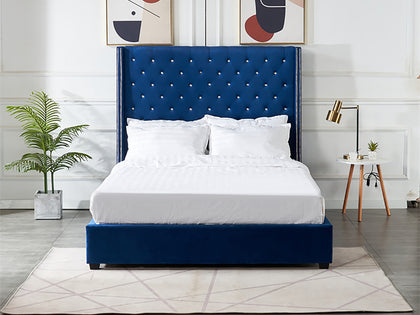 Aria Queen Bed Frame - Velvet Blue