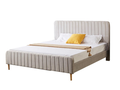 Edina Velvet Queen Bed Frame - Grey