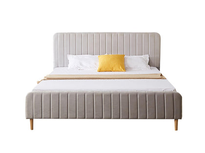 Edina Velvet Queen Bed Frame - Grey