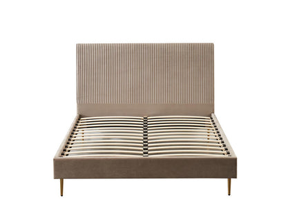 Fenix Velvet Queen Bed Frame - Brown