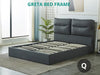 Greta Bed Frame Queen PU Dark Grey